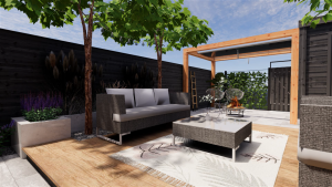 Ontwerp van een stadstuin overzichtsfoto