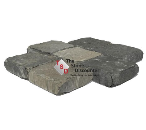 MBI Drumstones Grijs-Zwart Genuanceerd 15x15x6 cm Productfoto