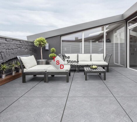 MBI GeoCeramica Impasto Grigio Décor 80x80x4 cm Sfeerfoto