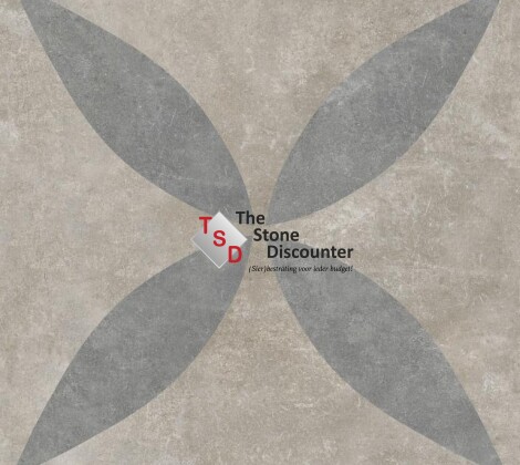 GeoCeramica Entree Ambiente Greige Flower 60x60x4 cm kleurfoto