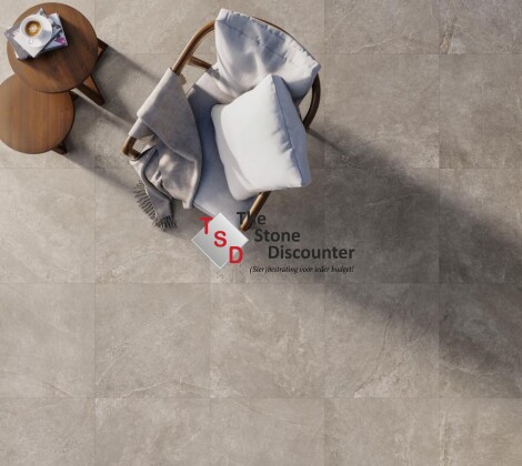 GeoCeramica Ipanema Stormy Grey 80x80x4 cm sfeerfoto