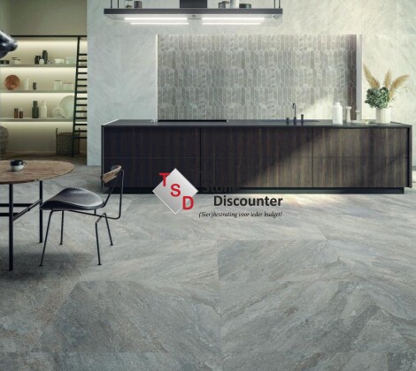 GeoCeramica Starter Quartzstone Grey Mate 75x75x4 cm sfeerfoto