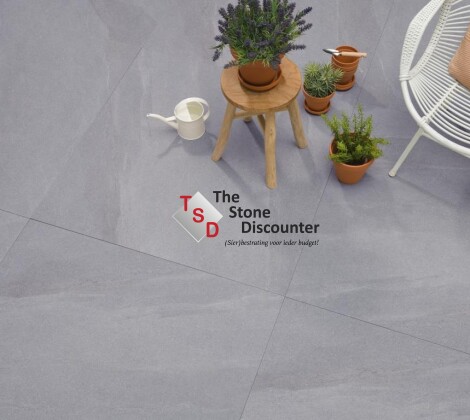 GeoCeramica Vena Cloudy Grey 100x100x4 cm sfeerfoto