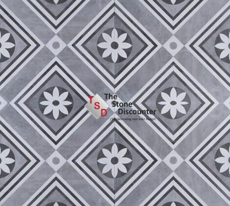 MBI GeoCeramica Concreet Flower Decorate 60x60x4 cm Kleurfoto