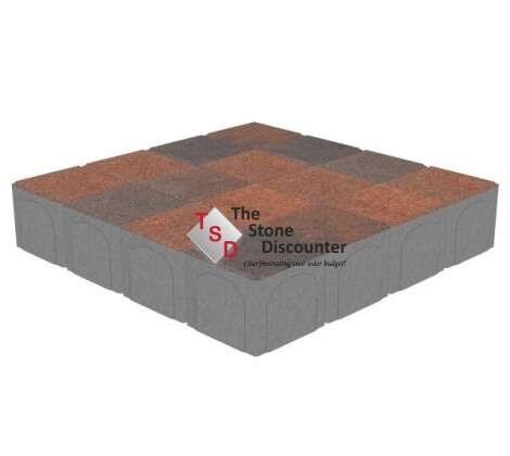 RedSun BetonKlinker Rood-Zwart 10,5x10,5x8 cm Productfoto