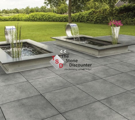 Cerasun Cemento Antracite 80x80x4 cm sfeerfoto