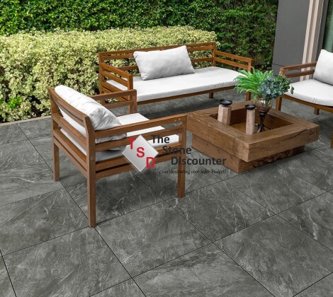 CeraSun Bergamo Antracite 60x60x4 cm sfeerfoto