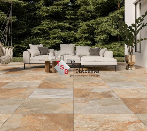 Cerasun Savona Multi Anthracite 60x60x4 cm sfeerfoto