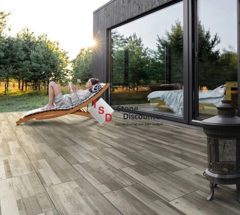 CeraSun Woodlook Torino Grigio 80x40x4 cm sfeerfoto