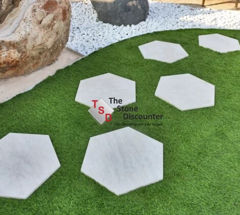 Staptegel Hexagon Quarzite Bianca 60x52x2 cm 4