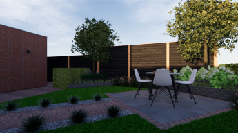 Groene, strakke tuin