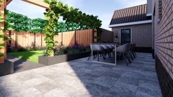 Landelijke uitstraling in een strakke tuin