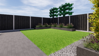 Strakke tuin met één terras