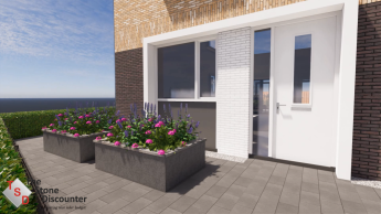 Tuin met veel bestrating